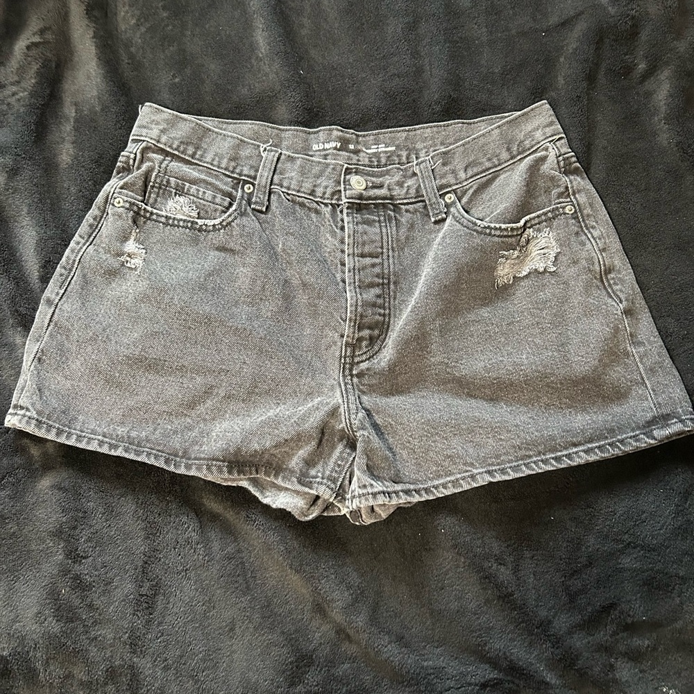 Women's high rise straight  Gray Denim Shorts